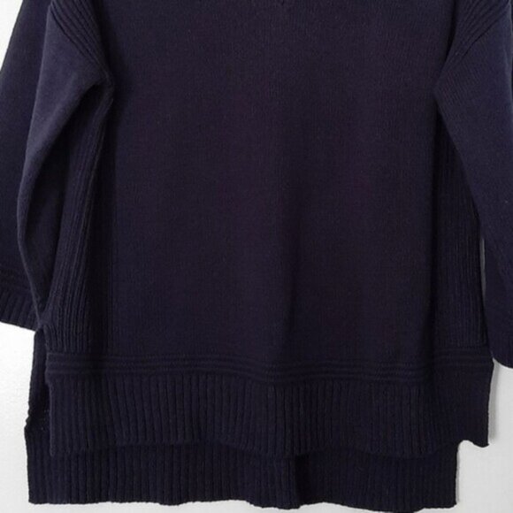 JOE FRESH \ High-Low Hem Relaxed Fit V-Neck Pullover Sweater Navy Blue Sz S - Picture 3 of 14